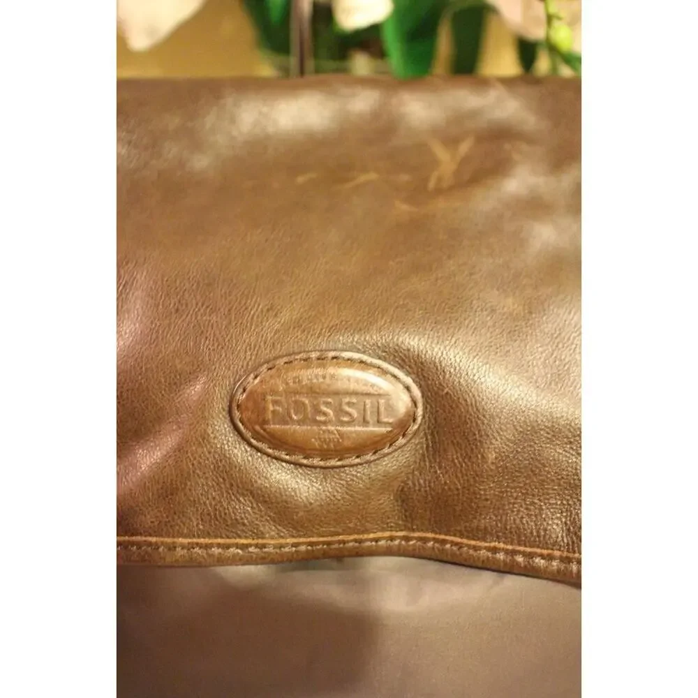 mens FOSSIL nylon leather double buckle soft briefcase (3000